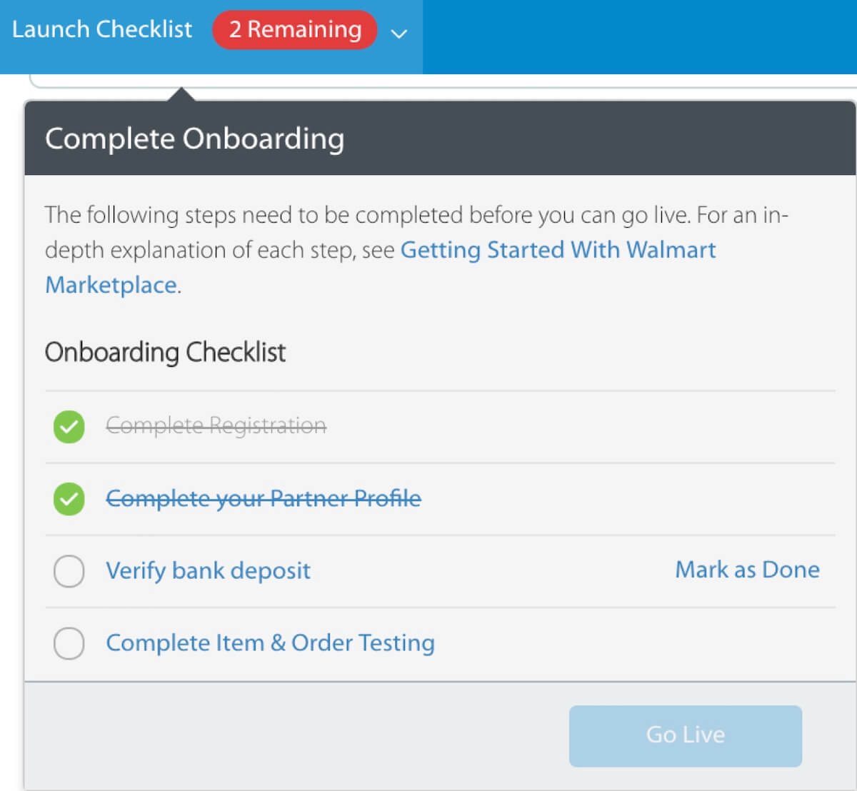 Sell your product on Walmart: Signup Wizard