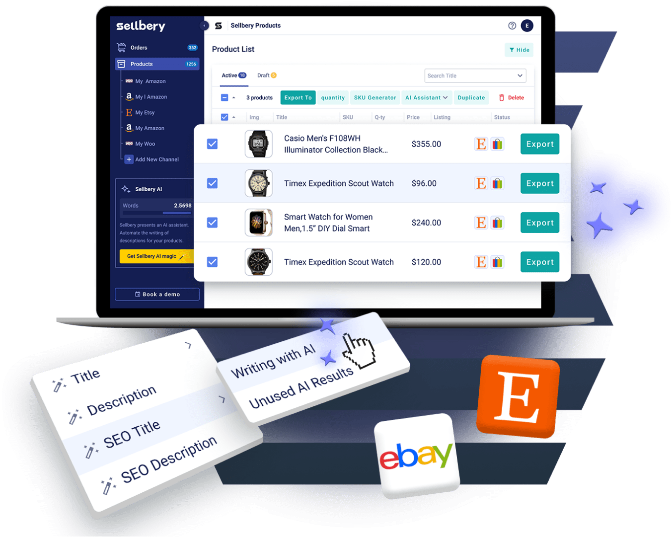 Concur Etsy SEO and eBay SEO with Sellbery AI Picture