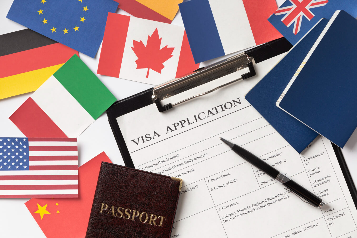visa-application-composition-with-different-flags