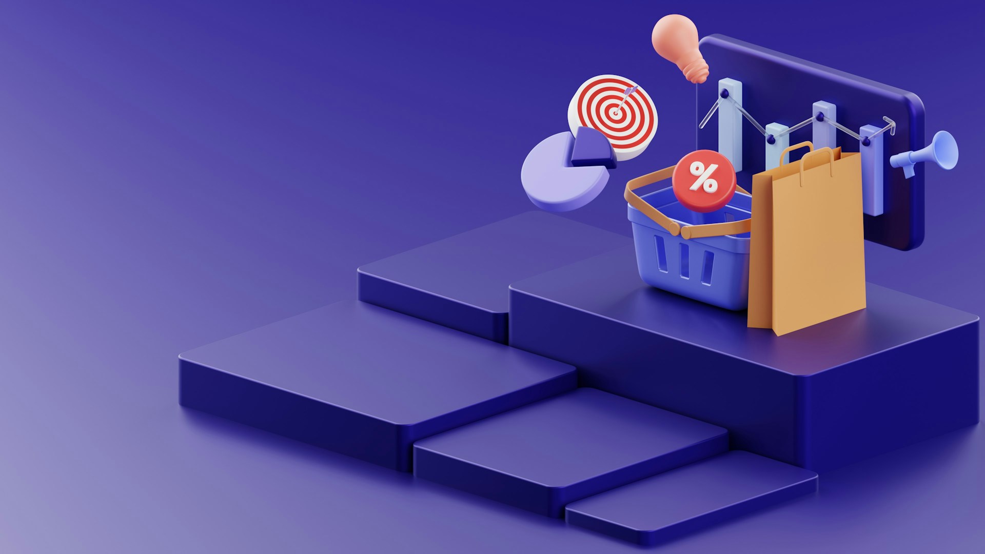 a-purple-background-with-a-basket-of-items-and-a-target