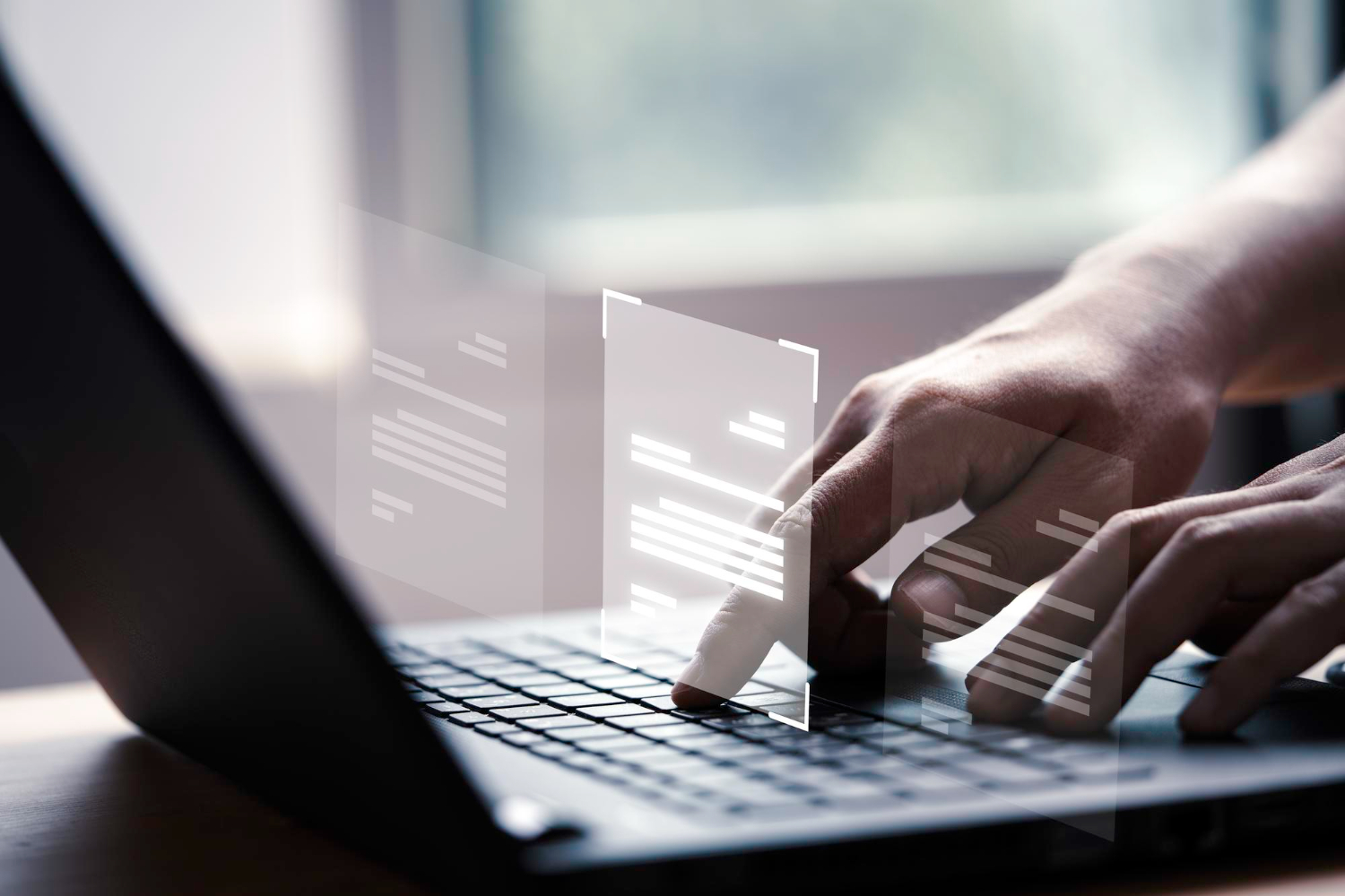 hand-using-laptop-computer-with-virtual-screen-document