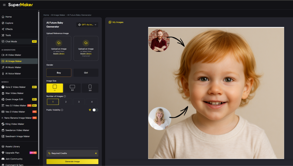 Choose SuperMaker AI Baby Generator